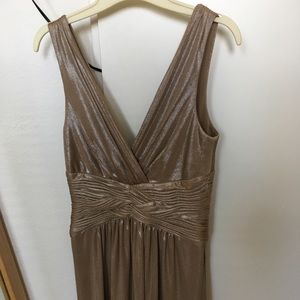 BCBG MaxAzria shiny gold lame cocktail dress